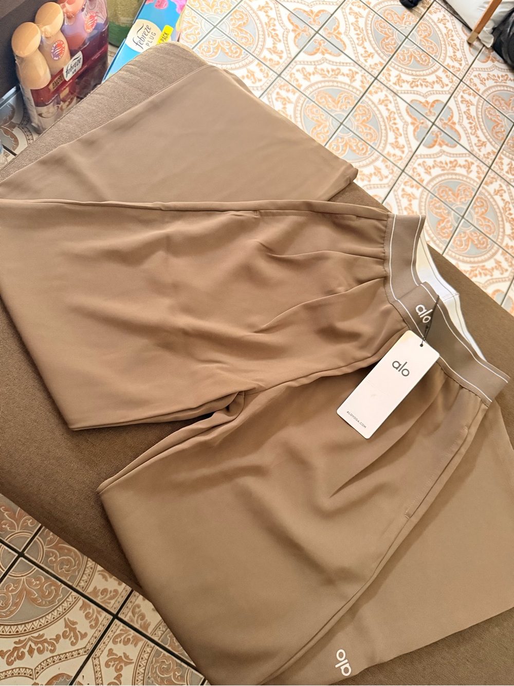ALO Yoga Taupe Wide-Leg Track Pants